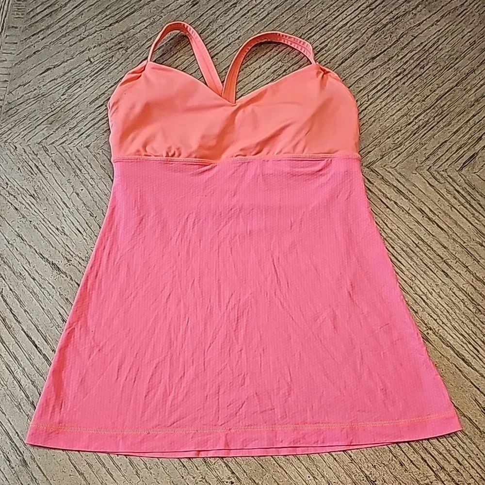 Lululemon orange wrap it tank top with built in sports bra size